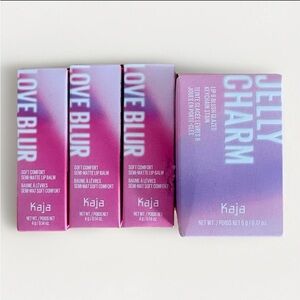 KAJA LOVE BLUR/JELLY CHARM 4PC BUNDLE Semi-Matte Balm Lip Cheek Stain Keychain